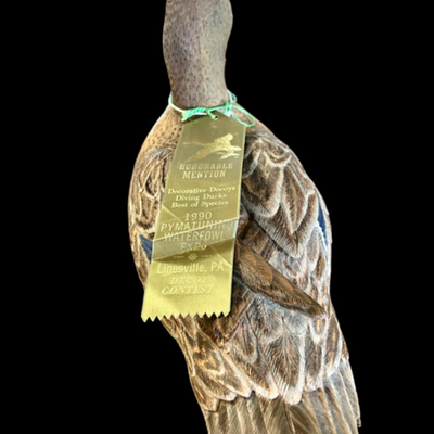 Hand. carved Wooden Decorative Duck Decoy - Mallard Hen