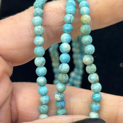 Vintage Tiny Turquoise Blue Bead Extra Long Necklace