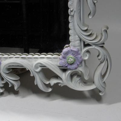Vintage Cottagecore Shabby Chic Wall Hanging Mirror French Country Farmhouse Flowers