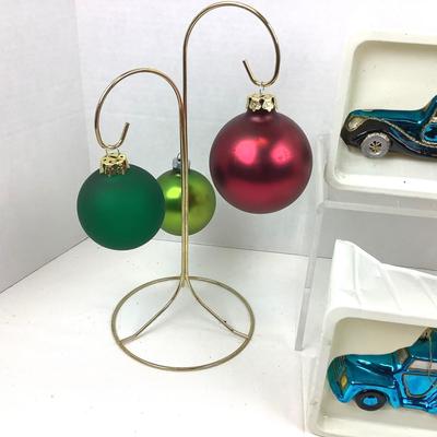 343 Handblown Glass Ornament Truck & Dragster Lot