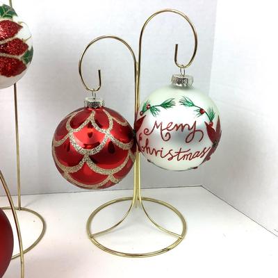 345 Large Christmas Ornaments Glitter Metallic 4"