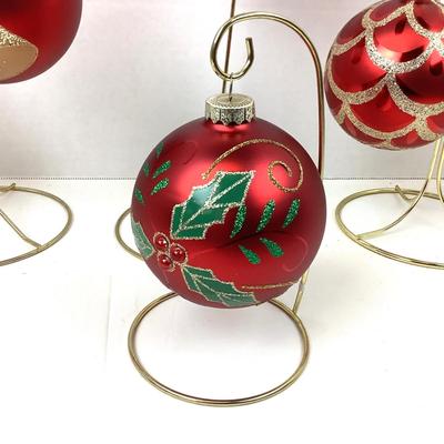 345 Large Christmas Ornaments Glitter Metallic 4"