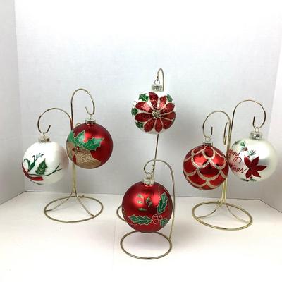 345 Large Christmas Ornaments Glitter Metallic 4"