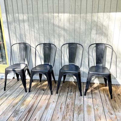 THRESHOLD ~ Set Of Four (4) ~ Carlisle High-Back Metal Chairs