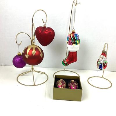 365 Glass Holiday Ornament Lot Santa Stocking Hearts