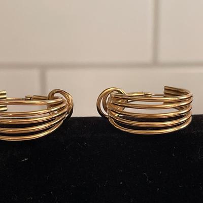 14KT Gold Hoop Double Ring Earrings