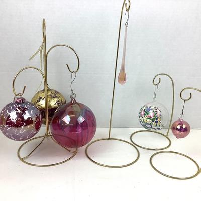 367 Handblown Glass Ornament Lot Purple