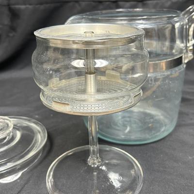 Vintage Clear 9 Cup Pyrex Stovetop Coffee Percolator Pot with Glass Brewing Insert