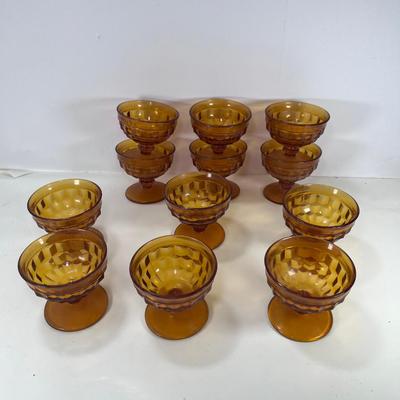 Set of 10 Amber Vintage Depression glass optic cube