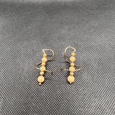 14KT GOLD Tapered Beads Polished Earspirals Earrings in Yellow Gold