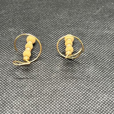 14KT GOLD Tapered Beads Polished Earspirals Earrings in Yellow Gold