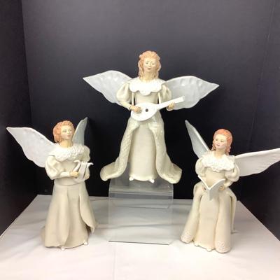375 Large 12" Hand Sculptured Clay Musical Angels by Virginia Perram