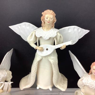 375 Large 12" Hand Sculptured Clay Musical Angels by Virginia Perram
