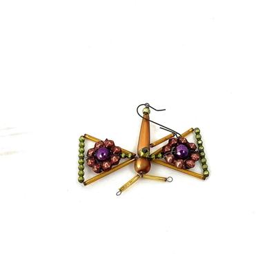 Lot 352 Pair of Vintage Purple/Gold Glass Beaded Butterfly