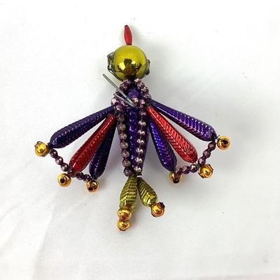 Lot 353 Vintage Multicolored Glass Beaded Bird/Butterfly Ornament