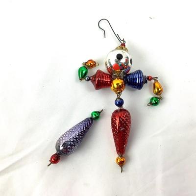 Lot 354 Vintage Christopher Radko Czech Beaded Wiggle Man Clown Ornament