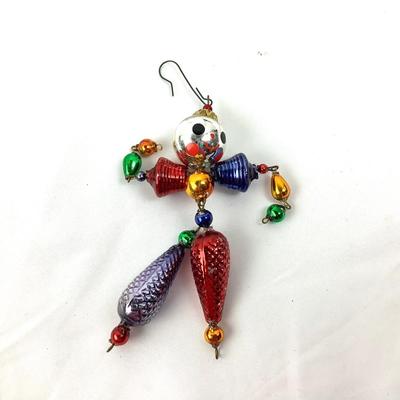 Lot 354 Vintage Christopher Radko Czech Beaded Wiggle Man Clown Ornament