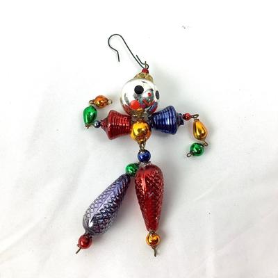 Lot 354 Vintage Christopher Radko Czech Beaded Wiggle Man Clown Ornament