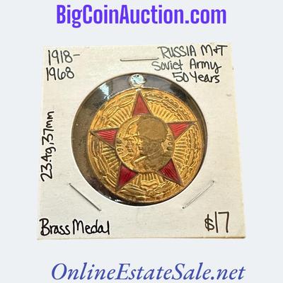 1918-1968 RUSSIA M&T SOVIET ARMY 50 YEARS BRASS MEDAL