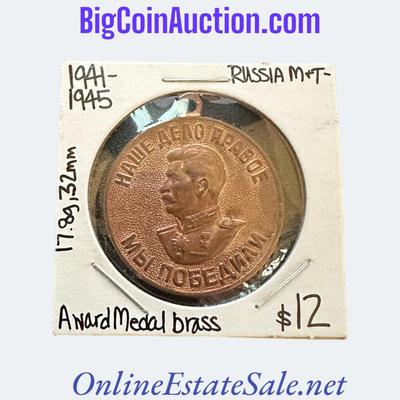 1941-1945 RUSSIA M&T AWARD BRASS MEDAL