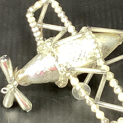 Lot 358 Vintage Gablonzer Mercury Glass Beads Christmas Ornament Airplane