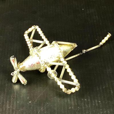 Lot 358 Vintage Gablonzer Mercury Glass Beads Christmas Ornament Airplane