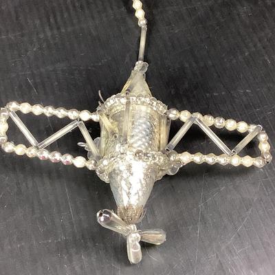 Lot 358 Vintage Gablonzer Mercury Glass Beads Christmas Ornament Airplane