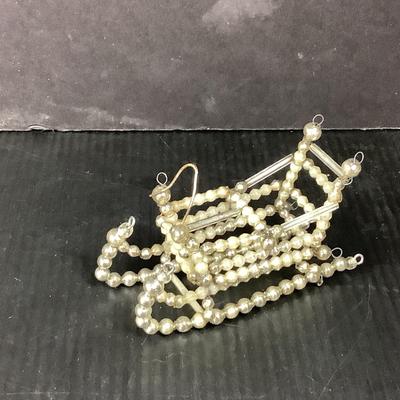 Lot 360 Vintage Mercury Glass Beaded Sleigh Christmas Ornament