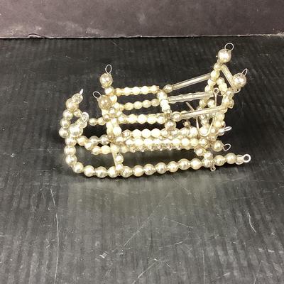 Lot 360 Vintage Mercury Glass Beaded Sleigh Christmas Ornament