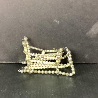 Lot 360 Vintage Mercury Glass Beaded Sleigh Christmas Ornament