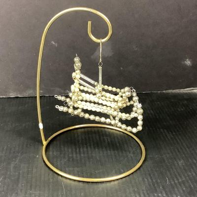 Lot 360 Vintage Mercury Glass Beaded Sleigh Christmas Ornament