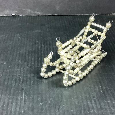 Lot 360 Vintage Mercury Glass Beaded Sleigh Christmas Ornament