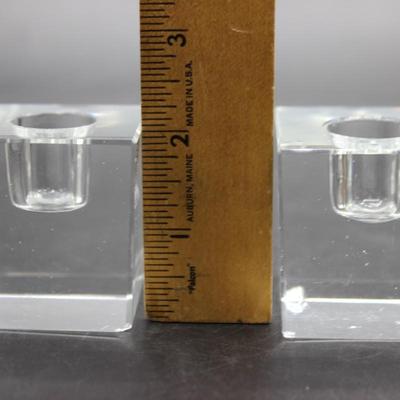 Pair of Modern Clear Resin Candlestick Holders