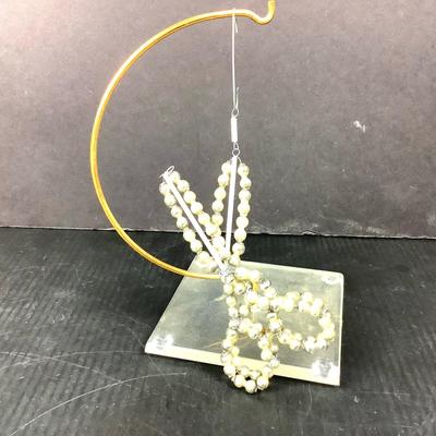 Lot 364 Vintage Mercury Glass Beaded Scissors Ornament