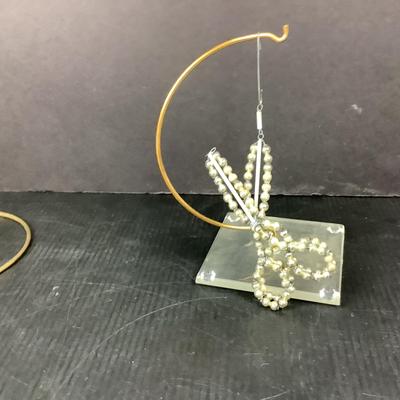 Lot 364 Vintage Mercury Glass Beaded Scissors Ornament