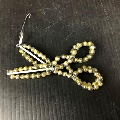 Lot 364 Vintage Mercury Glass Beaded Scissors Ornament