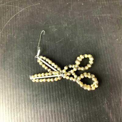 Lot 364 Vintage Mercury Glass Beaded Scissors Ornament