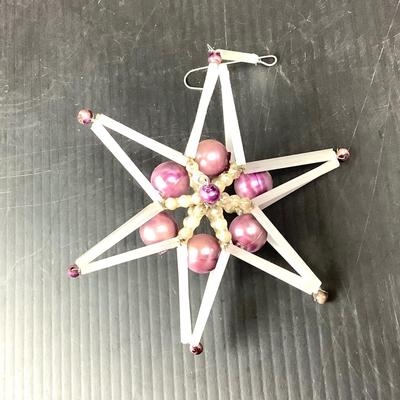 Lot 380 Vintage Gablonzer Blown Glass Beaded Star Christmas Ornament