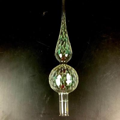 Lot 382. Clear Glass Tree-topper with Shades of Green Glitter & Hanging Ornament