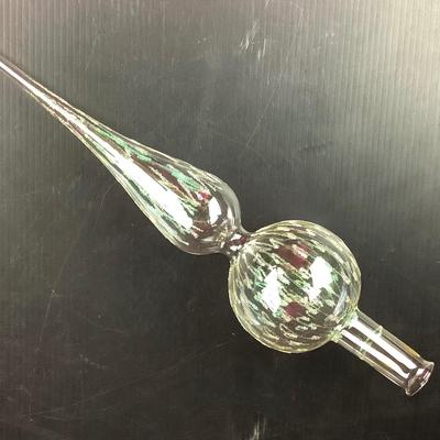 Lot 382. Clear Glass Tree-topper with Shades of Green Glitter & Hanging Ornament