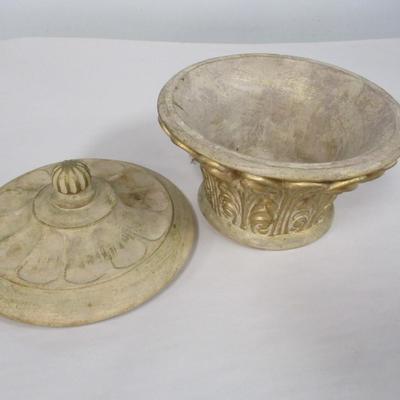 Vintage Jaru Harris Marcus Group Decorative Chalk Ware Pottery Bowl with Lid