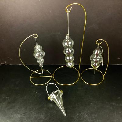 Lot 383 Lot of Vintage Clear Glass Ornaments ( 1 DANSK )