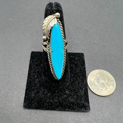 Turquoise Ring with leaf accent