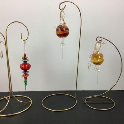 Lot 385 Lot of Three Hand Blown Glass Ornaments