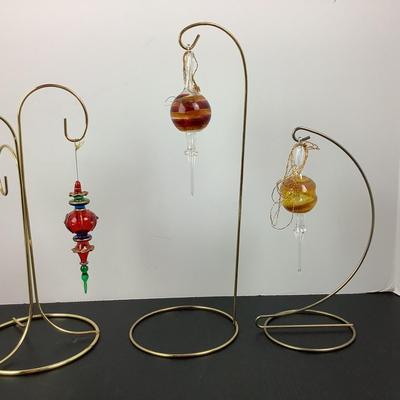 Lot 385 Lot of Three Hand Blown Glass Ornaments