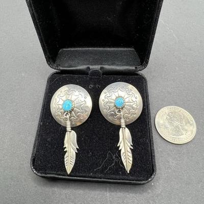 Conchos with feathers earrings
