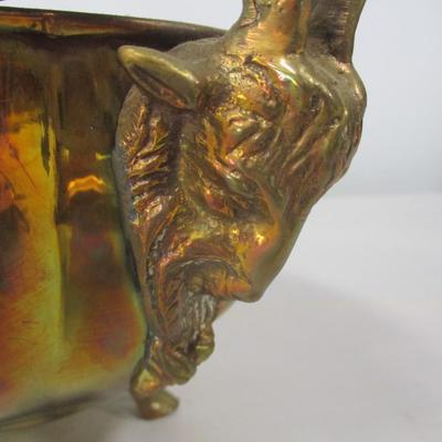 Brass Footed Bowl With Ram Heads