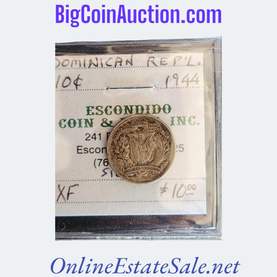 1944 DOMINICAN REPUBLIC 10 CENT COIN