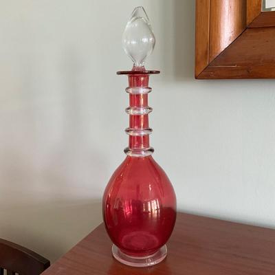 MB-1024 Handblown Cranberry Glass Decanter