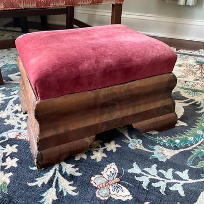 MB-1033 Empire Burgandy Velvet Top Footstool